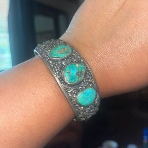 Vintage Navajo Heavy Turquoise and Sterling Silver Bracelet